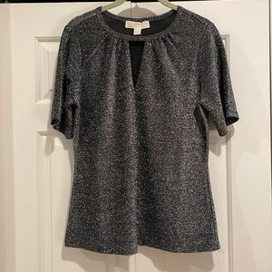 Michael Kors Black/Silver Glitter Key Hole Top.